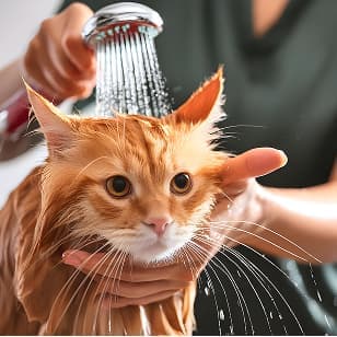 Yıkama keyfi yapan sarman bir kedi